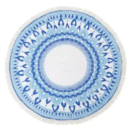 מנדלה – מגבת חוף עגולה ענקית מעוצבת עם פרנזים