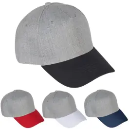 כובע מצחיה כותנה אפור מוברש 5 פאנל