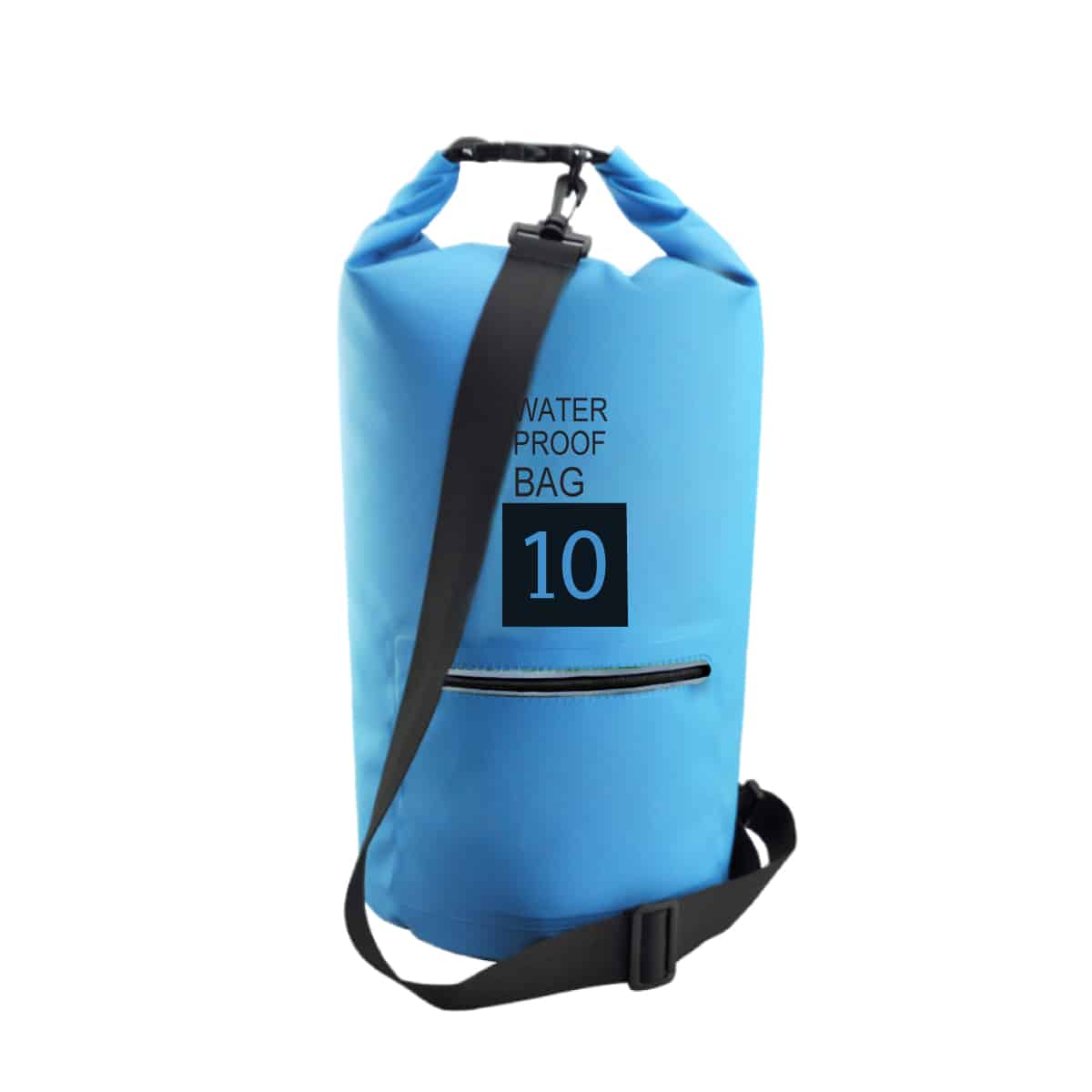 תיק אטום למים בנפח 10 ליטר עם כיס קדמי ורצועת נשיאה – למיתוג
