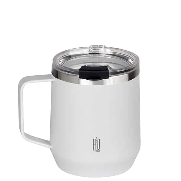 ספל תרמי MUG לבן עם ידית ומכסה שקוף