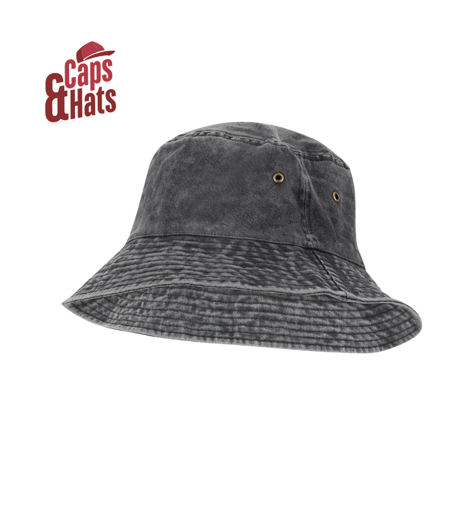 כובע באקט סטון וואש רחב – Bucket Hat Stone Wash – שחור
