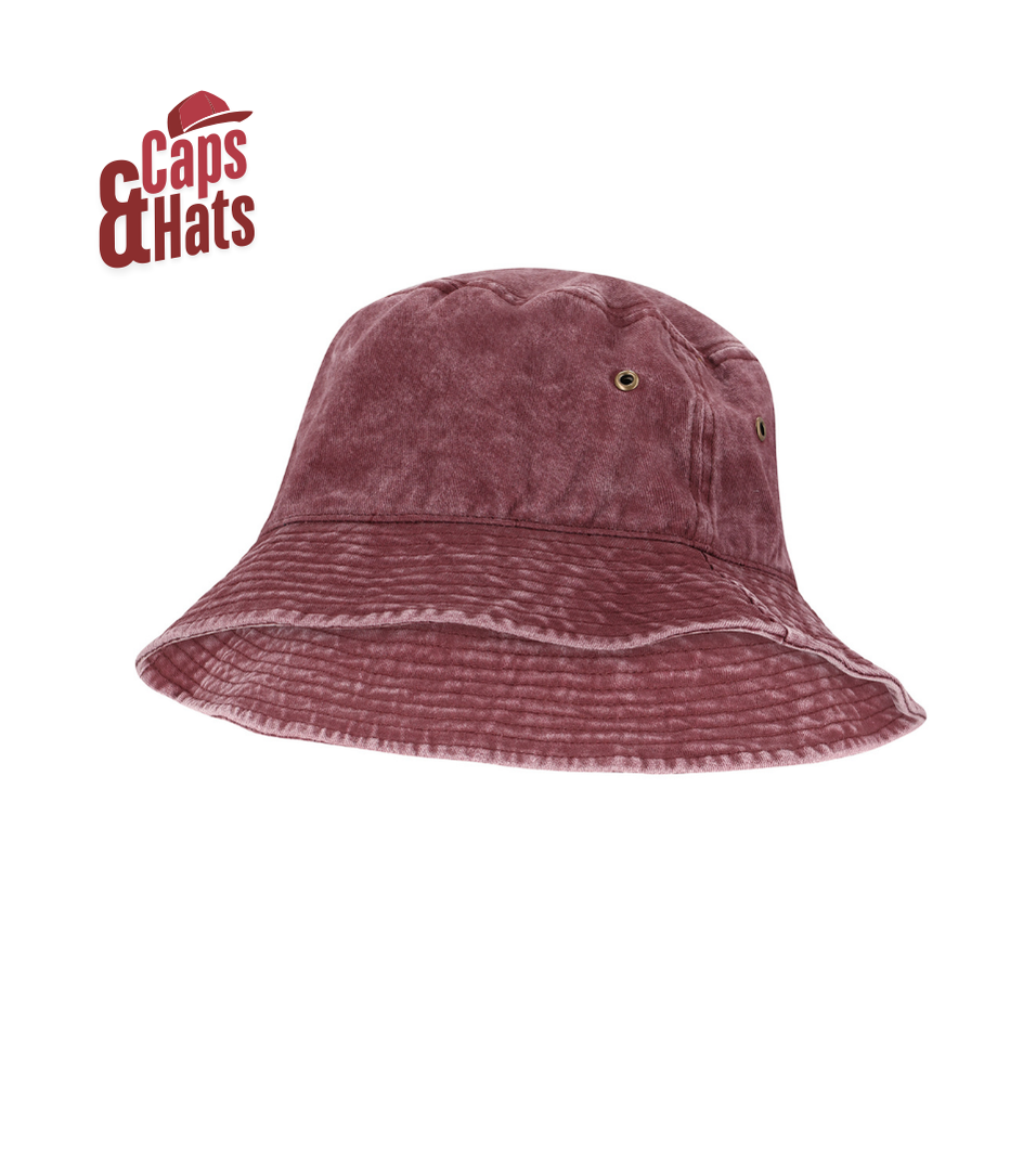 כובע באקט סטון וואש רחב – Bucket Hat Stone Wash – בורדו